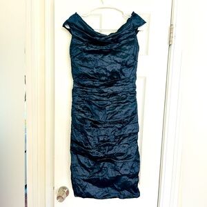 Nicole Miller ruched off the shoulder knee length dress.